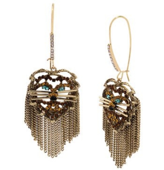 Betsey Johnson lion head long dangle fringe NWT - Picture 1 of 3